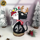 Couple Cat Xmas - 3D Christmas Lantern File - Cricut File 2 - LightBoxGoodMan