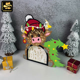 Christmas Highland Cow - Christmas Papercut Lightbox File - Cricut File 2 - LightBoxGoodMan