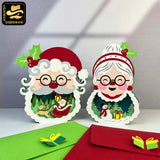 Pack 2 Santa and Mrs. Claus - 3D Christmas Pop-up Card File - Cricut File 1 - LightBoxGoodMan