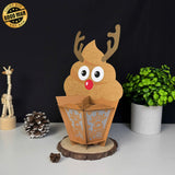 Reindeer Cupcake - 3D Christmas Lantern File - Cricut File 1 - LightBoxGoodMan