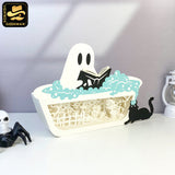 Chilling Ghost - Halloween Papercut Lightbox File - Cricut File 1 - LightBoxGoodMan