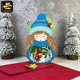 Winter Girl 1 - 3D Christmas Pop-up Card File - Cricut File 1 - LightBoxGoodMan