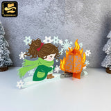 Winter Girl 2 - 3D Christmas Lantern File - Cricut File 1 - LightBoxGoodMan
