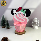 Minnie Xmas - 3D Christmas Cupcake Papercut Lantern File - Cricut File 3 - LightBoxGoodMan