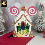 Gingerbread House Mouse Christmas - 3D Christmas Pop-up Card File - Cricut File 1 - LightBoxGoodMan