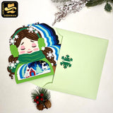 Winter Girl 2 - 3D Christmas Pop-up Card File - Cricut File 1 - LightBoxGoodMan
