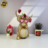 Highland Cow Valentine - 3D Love Lantern File - Cricut File 1 - LightBoxGoodMan