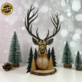 Deer - 3D Christmas Lantern File - Cricut File 3 - LightBoxGoodMan