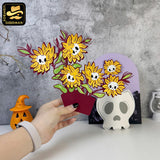 Sunflower Skull - 3D Halloween Flowers Vase Pop-up Card File - Cricut File 1 - LightBoxGoodMan