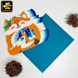 Christmas Fox - 3D Christmas Pop-up Card File - Cricut File 1 - LightBoxGoodMan