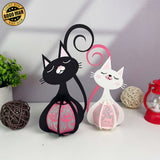 Cat Couple - 3D Love Lantern File - Cricut File 1 - LightBoxGoodMan