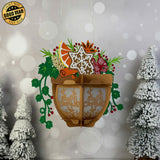 Flower Pot - 3D Christmas Lantern File - Cricut File 3 - LightBoxGoodMan