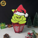 The Grinch - 3D Christmas Cupcake Papercut Lantern File - Cricut File 1 - LightBoxGoodMan