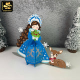 Winter Girl 4 - 3D Christmas Lantern File - Cricut File 1 - LightBoxGoodMan