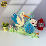 Stork and Baby -  Wonderland Themed 3D Lantern File - Cricut File 1 - LightBoxGoodMan