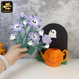 Poppy Ghost - 3D Halloween Flowers Vase Pop-up Card File - Cricut File 1 - LightBoxGoodMan