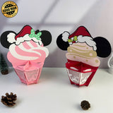 Mickey And Minnie Xmas - 3D Christmas Cupcake Papercut Lantern File - Cricut File - LightBoxGoodMan