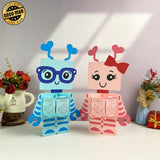 Robot Couple - 3D Love Lantern File - Cricut File 1 - LightBoxGoodMan