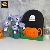 Poppy Ghost - 3D Halloween Flowers Vase Pop-up Card File - Cricut File 1 - LightBoxGoodMan