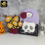 Sunflower Skull - 3D Halloween Flowers Vase Pop-up Card File - Cricut File 1 - LightBoxGoodMan