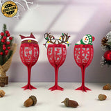 Wine Glasses - 3D Christmas Lantern File - Cricut File 1 - LightBoxGoodMan