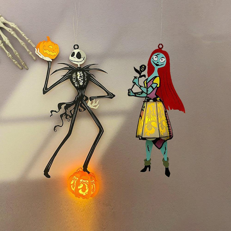 Jack n Sally - Halloween Themed 3D Lantern File - Cricut File - LightBoxGoodMan