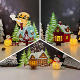 Pack 3 Different Christmas Village Lantern - 3D Christmas Lantern File - Cricut File - LightBoxGoodMan