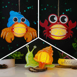 Pack 3 Different Aquatic Creatures 11 - 3D Animal-shaped Lantern File - 9.6x7.8" - Cricut File - LightBoxGoodMan