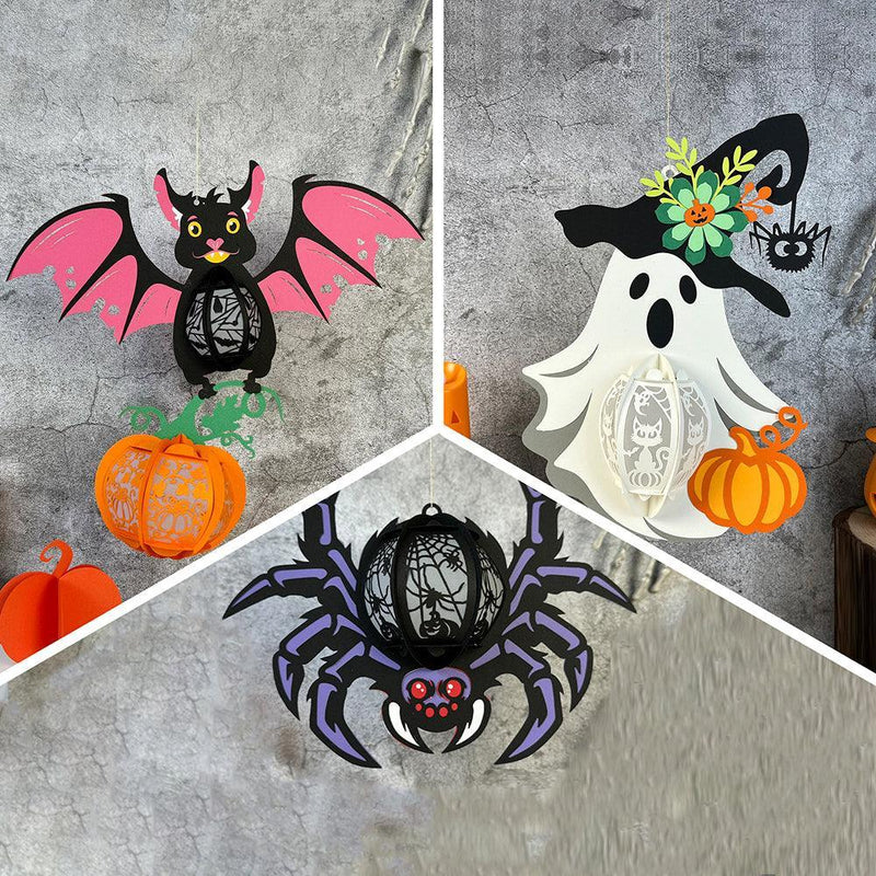 Pack 3 Different Lantern Pattern 1 - Halloween Themed 3D Lantern File  - Cricut File - LightBoxGoodMan