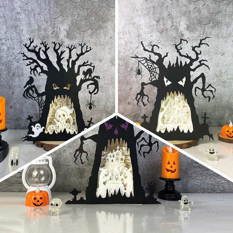 Pack 3 Halloween Lightbox 1 - 3D Ghost Tree Papercut Lightbox File - Cricut File - LightBoxGoodMan