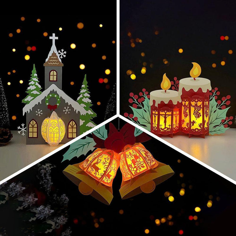 Pack 3 Different Xmas Lantern 11 - 3D Christmas Lantern File - Cricut File - LightBoxGoodMan