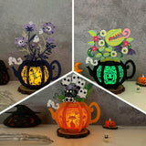 Pack 3 Different Kettle Flower - Halloween Themed 3D Lantern File - Cricut File - LightBoxGoodMan