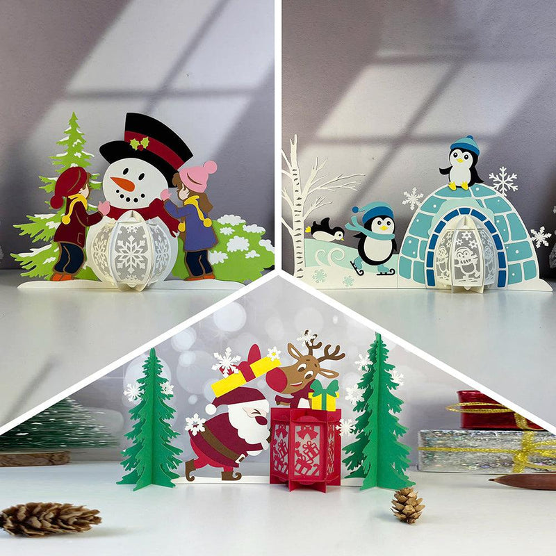 Pack 3 Different Xmas Lantern 20 - 3D Christmas Lantern File - Cricut File - LightBoxGoodMan