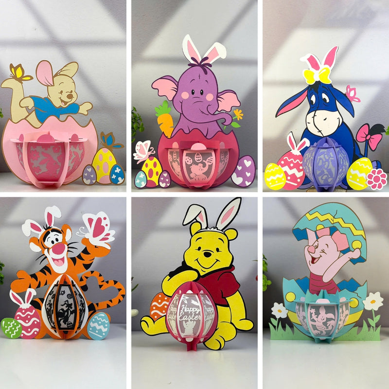 Pack 6 Easter Cutest Lantern - Winnie The Pooh Themed 3D Lantern File - Cricut File - LightBoxGoodMan