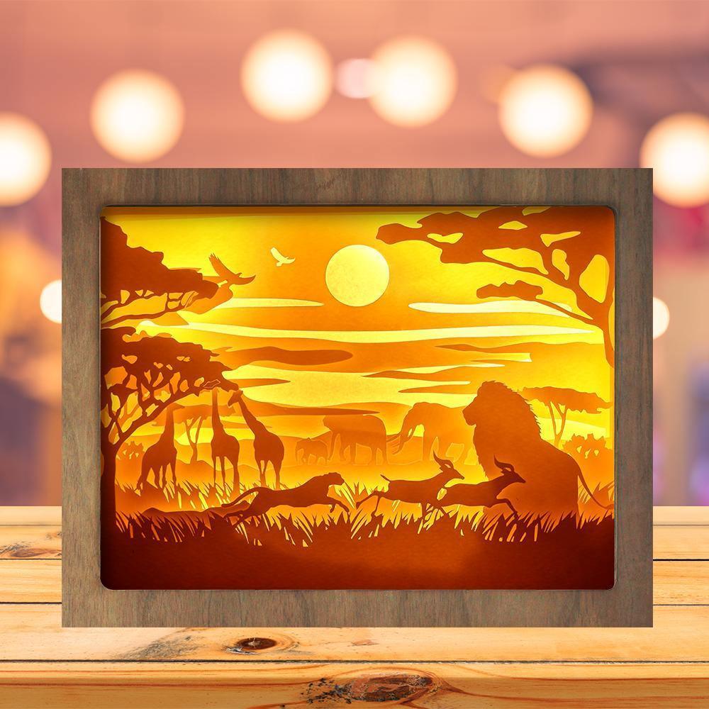 Africa Landscape 1 - Paper Cutting Light Box - LightBoxGoodman - LightboxGoodman