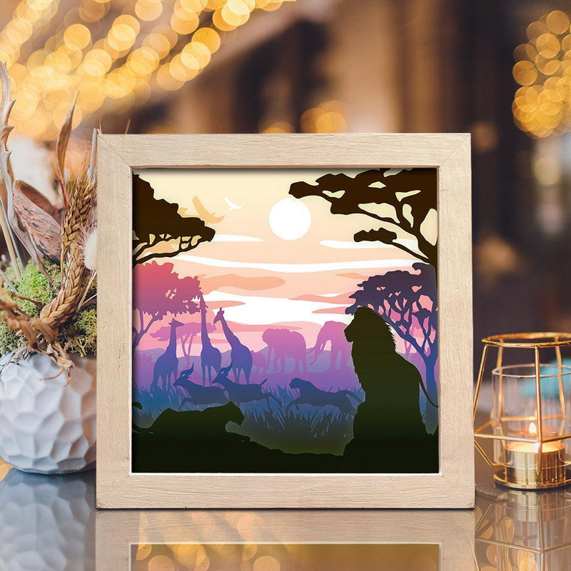 Africa Landscape 1 Square – Paper Cut Light Box File - Cricut File -8x8 inches - LightBoxGoodMan - LightboxGoodman