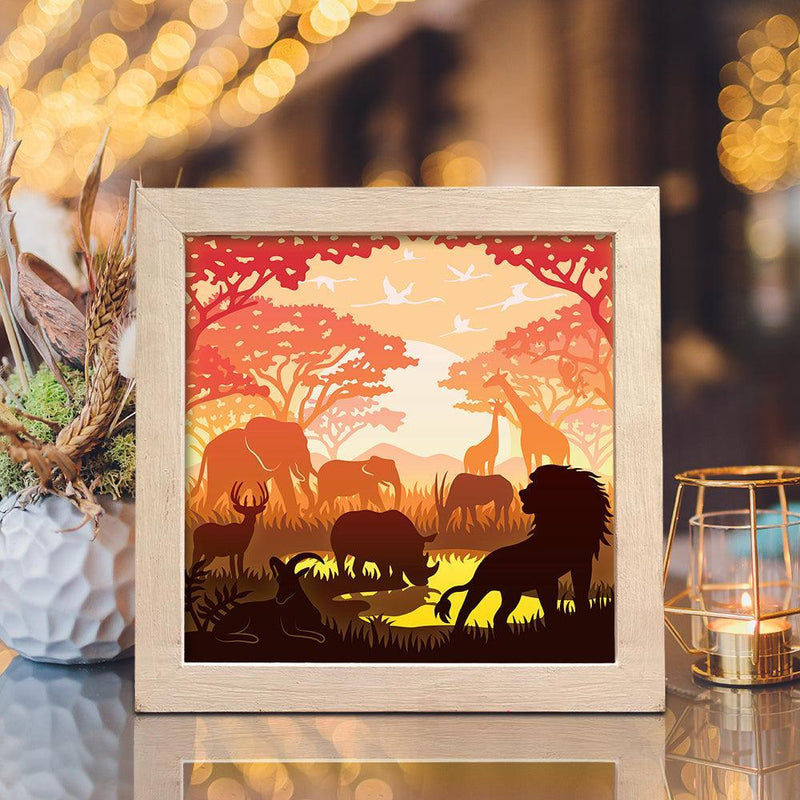 Africa Landscape 2 – Paper Cut Light Box File - Cricut File - 8x8 inches - LightBoxGoodMan - LightboxGoodman