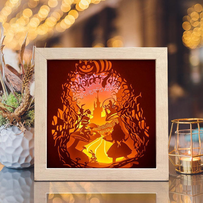 Alice 3 Square - Paper Cut Light Box File - Cricut File - 8x8 inches - LightBoxGoodMan - LightboxGoodman