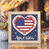 America Heart – Paper Cut Light Box File - Cricut File - 8x8 inches - LightBoxGoodMan