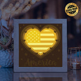 America Heart – Paper Cut Light Box File - Cricut File - 8x8 inches - LightBoxGoodMan - LightboxGoodman