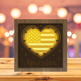 America Heart - Paper Cutting Light Box - LightBoxGoodman