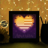 America Heart - Paper Cutting Light Box - LightBoxGoodman - LightboxGoodman