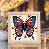 American Flag Butterfly – Paper Cut Light Box File - Cricut File - 8x8 inches - LightBoxGoodMan