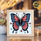 American Flag Butterfly – Paper Cut Light Box File - Cricut File - 8x8 inches - LightBoxGoodMan - LightboxGoodman