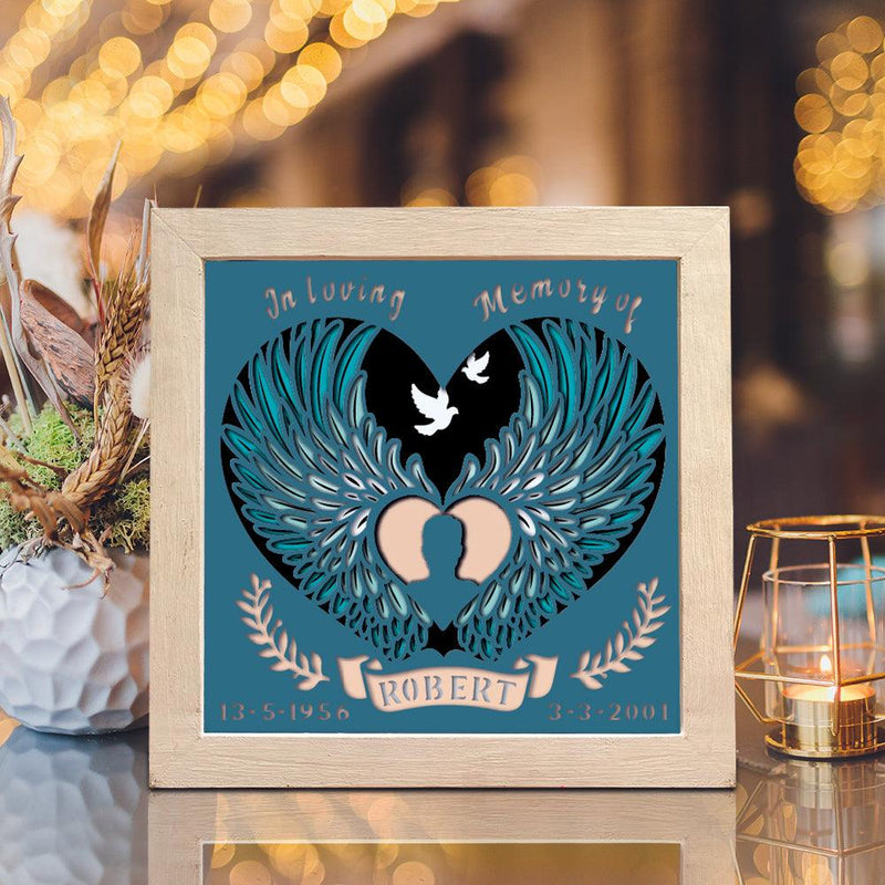 Angel Wings Memorial – Personalized Papercut Lightbox File - 8x8" - Cricut File - LightBoxGoodMan - LightboxGoodman