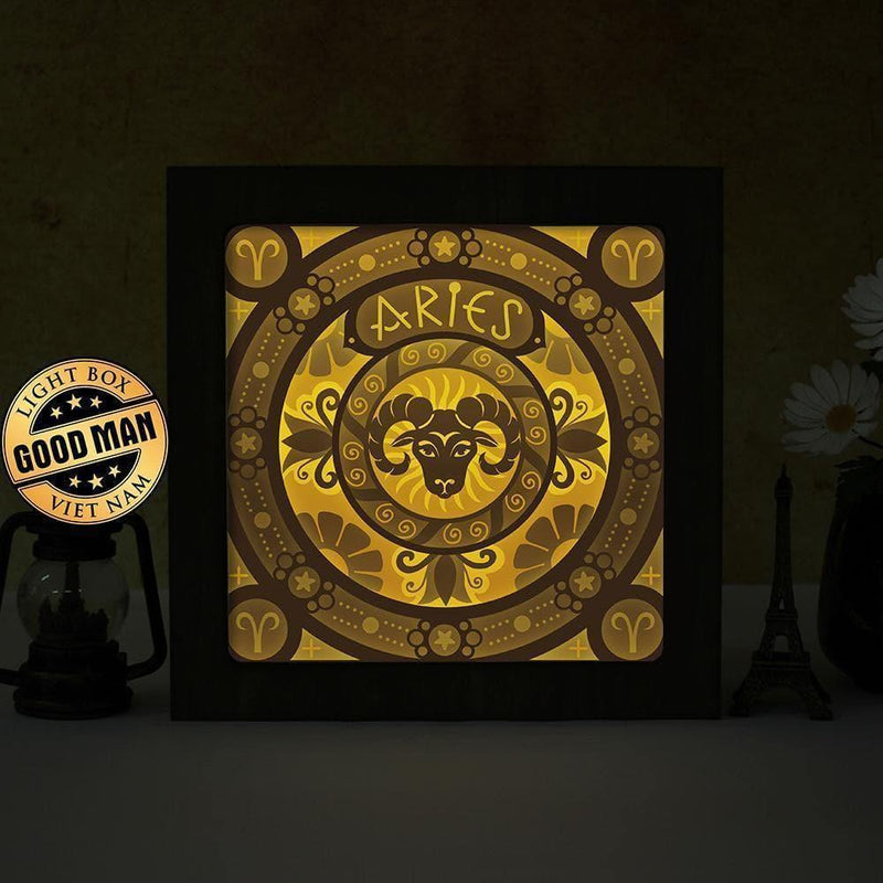 Aries - 12 Zodiac – Paper Cut Light Box File - Cricut File - 20x20cm - LightBoxGoodMan - LightboxGoodman