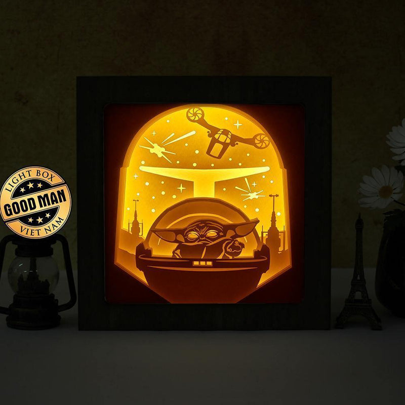 Baby Yoda 1 Square - Paper Cut Light Box File - Cricut File - 8x8 inches - LightBoxGoodMan - LightboxGoodman