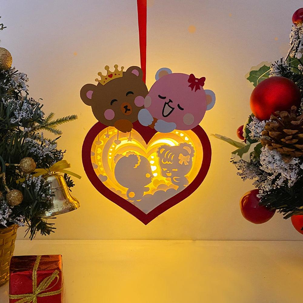 Bear Couple - 3D Bear Couple Heart Lantern File - Cricut File - LightBoxGoodMan - LightboxGoodman