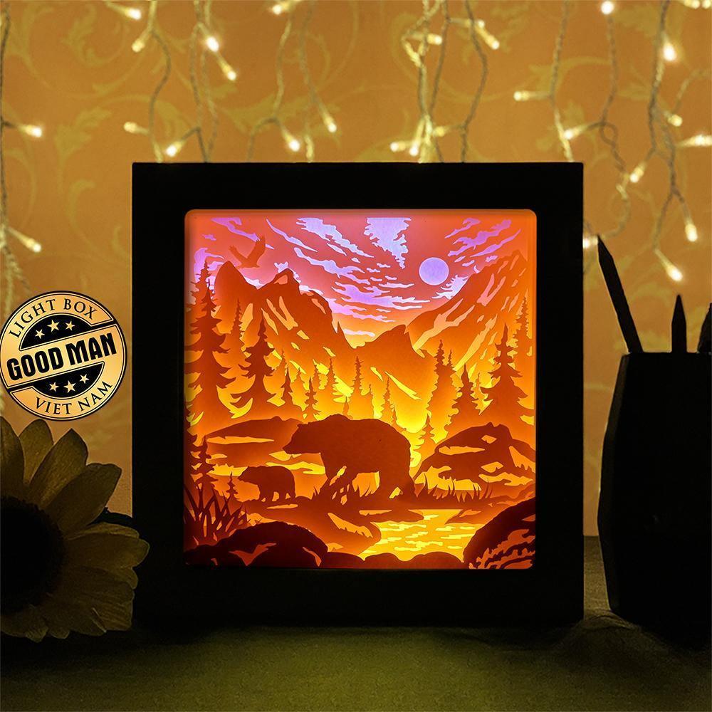 Bear In The Forest - Paper Cutting Light Box - LightBoxGoodman - LightboxGoodman