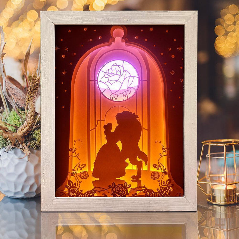 Beauty And Beast 2 - Paper Cut Light Box File - Cricut File - 8x10 inches - LightBoxGoodMan - LightboxGoodman
